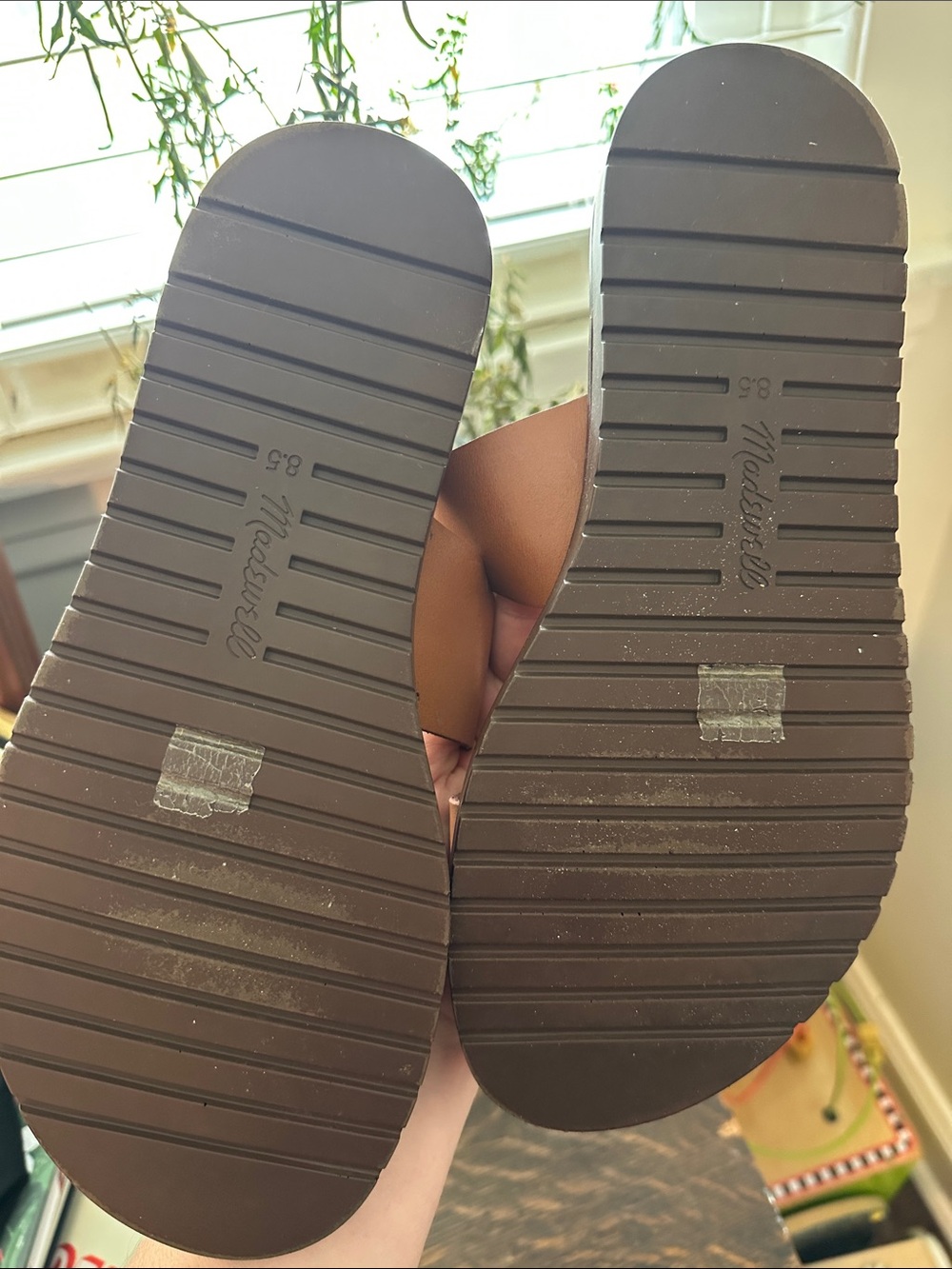 Madewell Cognac Leather Double-Strap Buckle Slide Sandals - Picture 4 of 4